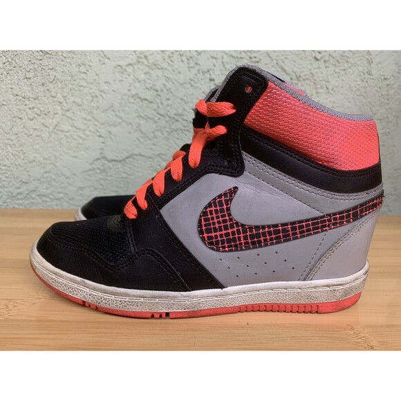 Nike Force Dunk Sky Hi High Hidden Wedge Heel Gray Grey Pink Black Womens Sz 6 - Picture 3 of 7